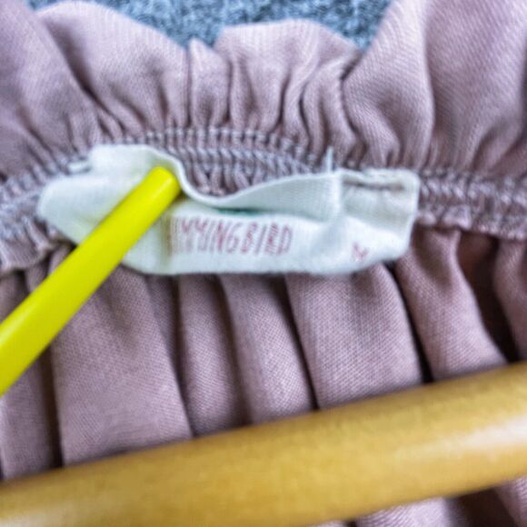 Hummingbird Blouse Womens Medium Pink Cold Shoulder Flowy Drape Stretch Tied - Picture 6 of 6